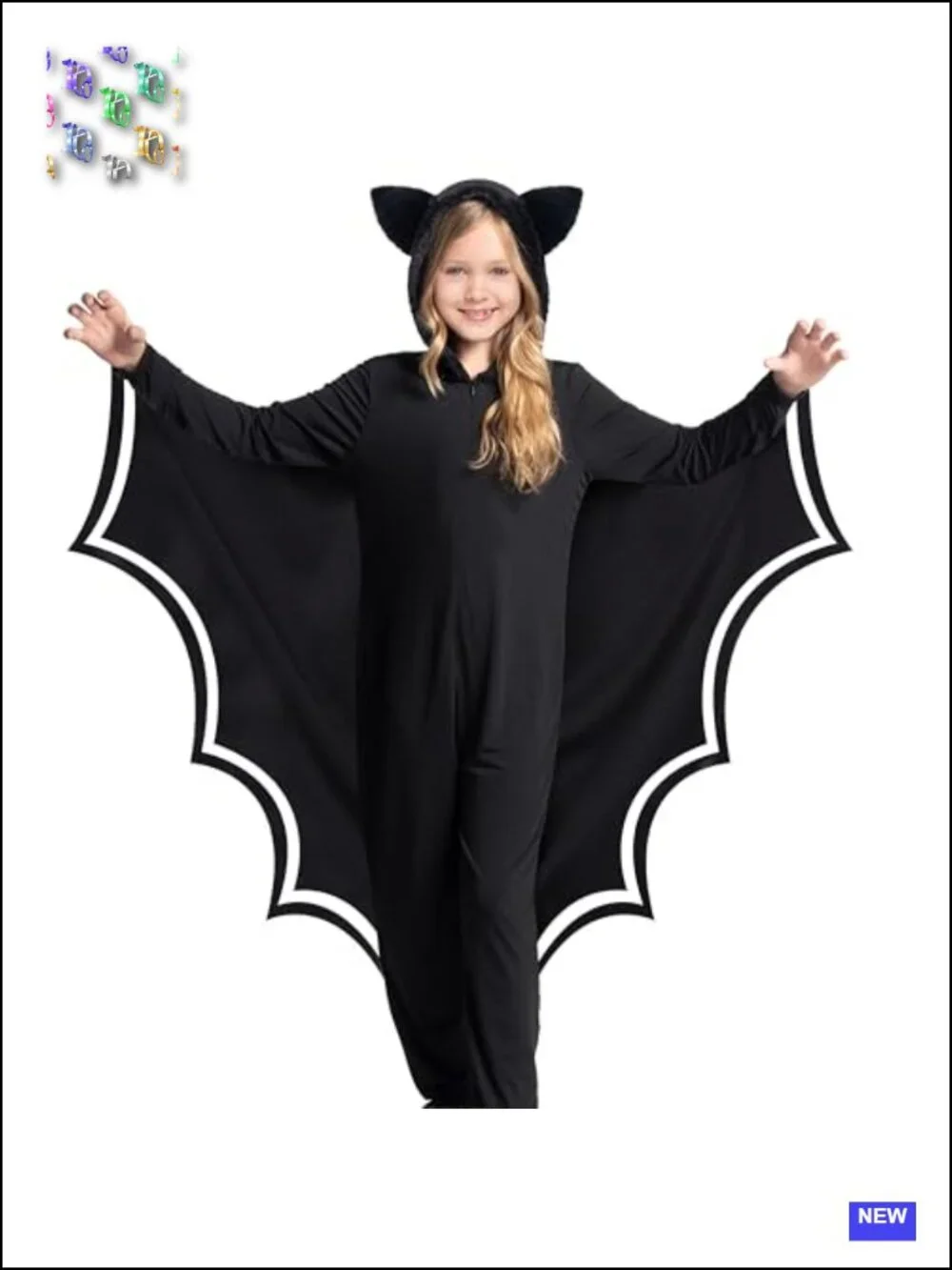 Glow in the Dark Bat Costume Jumpsuit with Hood for Kids Halloween Cosplay